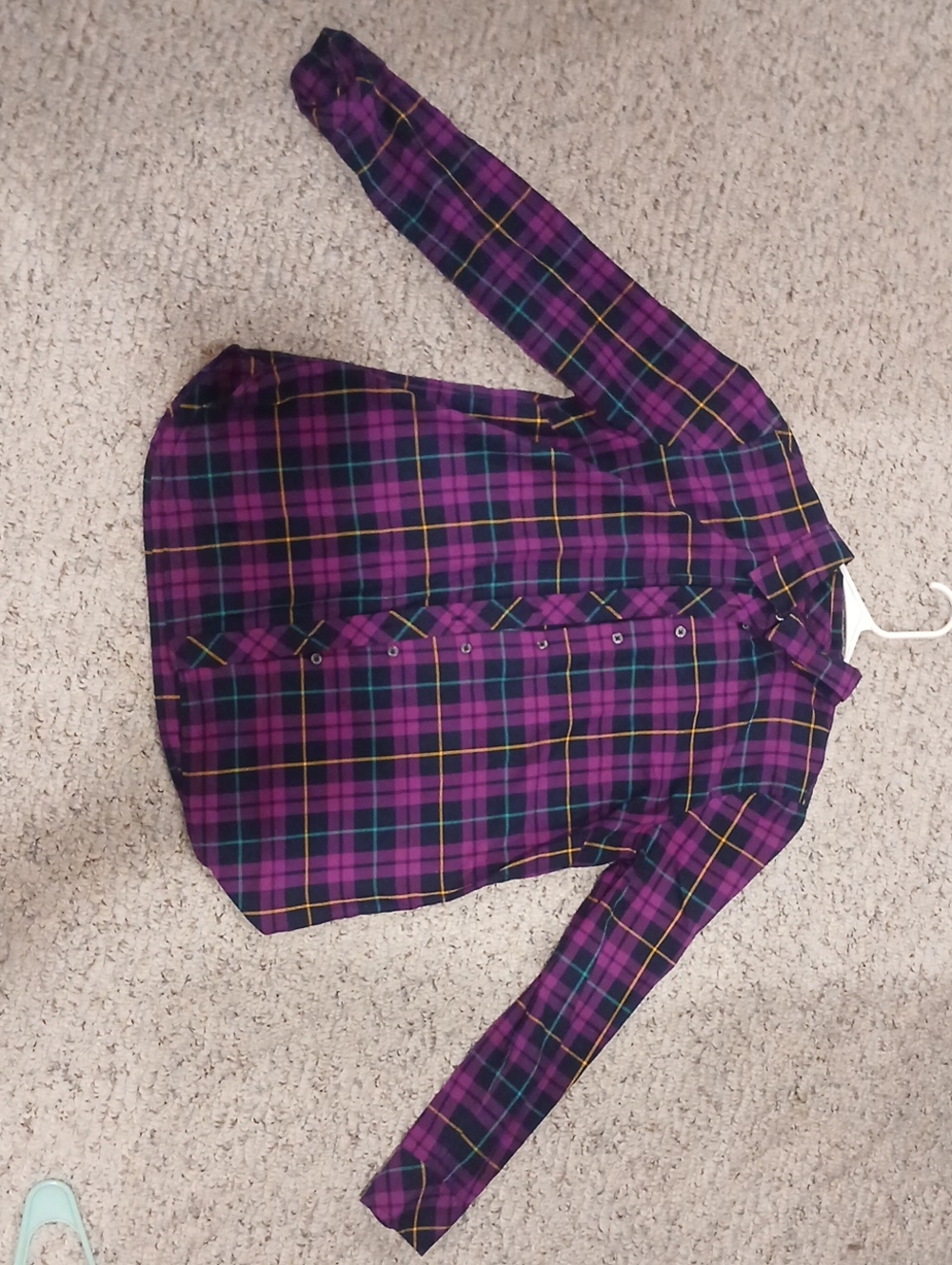 Women's Talbots Purple Plaid Button-Down Shirt